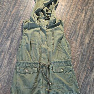 C'ESTTOI Olive Green 100% Cotton Military Style Tunic Jacket/Vest NWOT/SIZE M